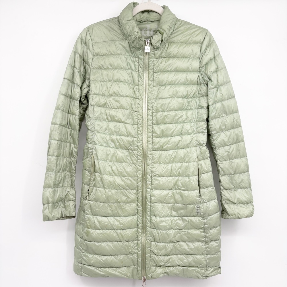 add Down Womens Sage Green Ultra Light Packable Duck Down Puffer Parka Coat